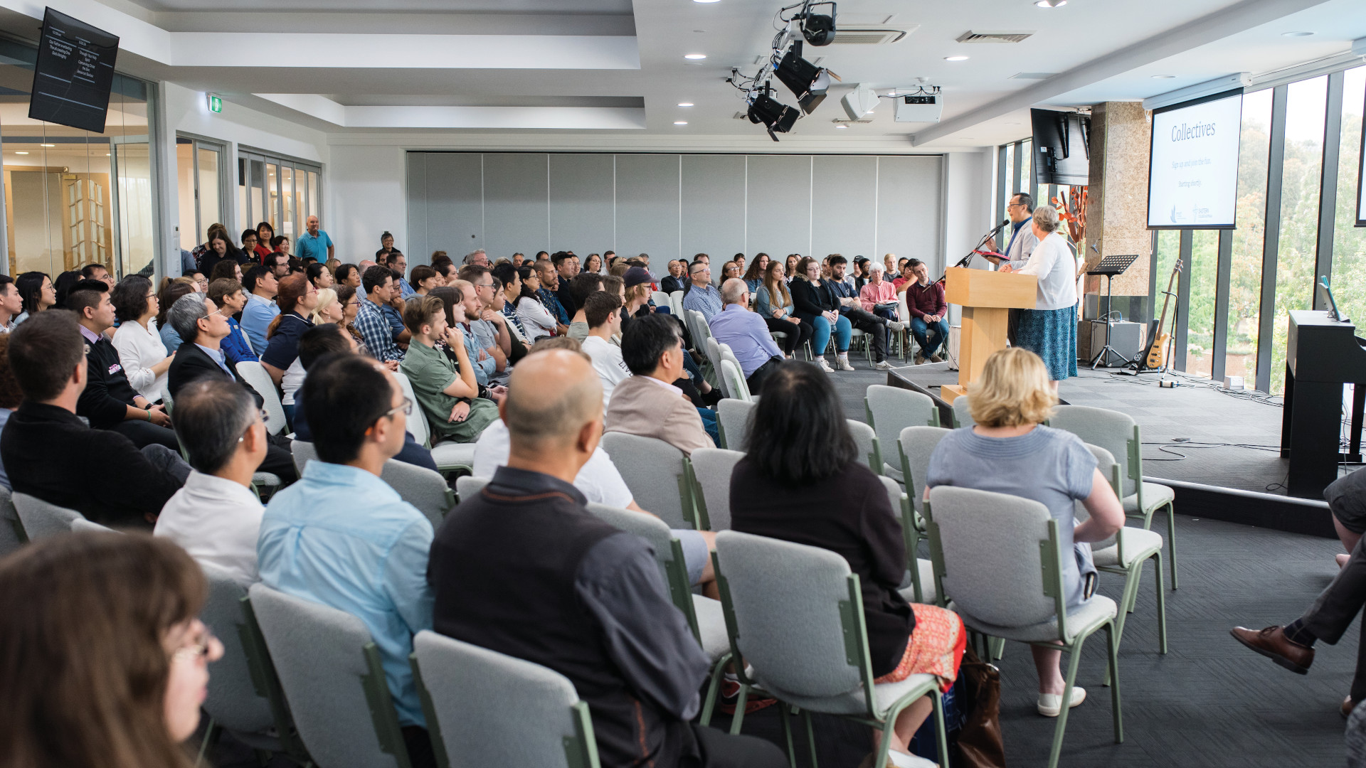 Students meeting in the new chapel